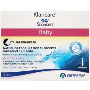 Orifarm Klaricare Næsedråber til Baby, 18 x 5 ml (Udløb: 09/2025)